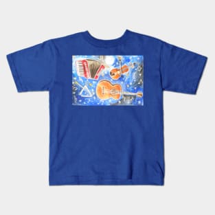 Musical Instruments in a Starry Sky Kids T-Shirt